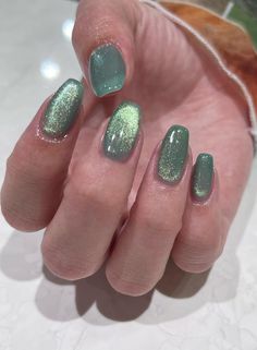 Green Velvet Nails, Tokyo Harajuku, Velvet Nails, Makeup Nails Art, Hello Nails, Gel Nail Art Designs, Cute Nail Art Designs