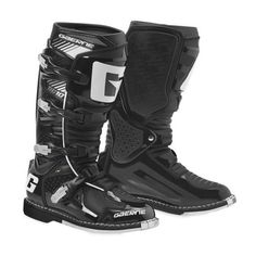 Offroad boots with a super-comfortable, innovative and ergonomic design. Lightweight upper combines microfiber inserts and PU protectors. The Razorback pivot system grants a strong lateral support, preventing ankle twisting without compromising flexibility. It is possible to make the opening wider to accommodate a bigger leg or knee brace by removing the first two buckles on the top of the boot. Closure system made of lightweight and replaceable buckles with Velcro on the top for a precise fit R Adv Motorcycle, Dirt Biking, Big Legs, Black Riding Boots, Good Year, Motorcycle Boots, Kids Boots, Top Grain Leather, Tuba