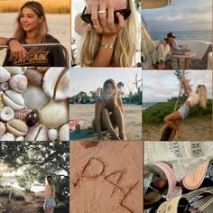 a collage of photos with the word love written in sand and pictures of people