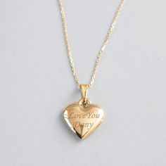 "14K Gold Engrevable Heart Pendant, Personalized Heart Necklace, Dainty Custom Heart Necklace Bridesmaid Gift,Baby Birth or Christmas Gift A sweet reminder of your love ❤ Two Sided Engrevable heart necklace. Personalized Heart Necklace, Initial Necklace, Kids Initials, Custom Mothers Gift, Dainty Heart Choker, Flower Girl Gift, Gift for Her D E T A I L S Material: * 100% 14K(585) Real Gold (no gold-filled or no gold plated material) Karat: 14k (585) Heart Width: 15 mm Heart Height: 16 mm Default Gold Heart Necklace For Valentine's Day Wedding Gift, Gold Heart Pendant Necklace As Wedding Gift, Gold Heart Necklace For Wedding Gift On Valentine's Day, Gold Necklace With Heart Charm As Wedding Gift, Gold Heart Necklace For Wedding And Valentine's Day, Gold Necklace With Heart Charm For Wedding Gift, Heart-shaped Name Charm Necklace For Wedding, Heart-shaped Name Charm Necklaces For Wedding, Heart Shaped Name Charm Necklaces For Wedding