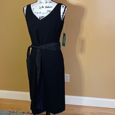 New Vintage With Tag, Ralph Lauren, Sleeveless, V-Neck, Belted, Lined, Black Dress, Size 6, New With Tags, Shoulder To Bottom Hem 39 1/2, Chest 36”. Black V-neck Sleeveless Dress For Work, Black Sleeveless V-neck Dress, Black V-neck Sleeveless Dress For Formal Occasions, Chic Black Sleeveless V-neck Dress, Rose Print Dress, Sleeveless Shirt Dress, Long Sleeve Cocktail Dress, White Polka Dot Dress, Sleeveless Bodycon Dress