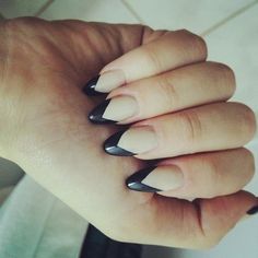 Tip Nails Almond, French Tip Nails Almond, Black French Tip, Diy Fails, Pointy Nails, Nagellack Trends, Her Nails, Tip Nails, Black French