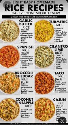 the different types of rice that you can use to make this recipe for dinner or dessert