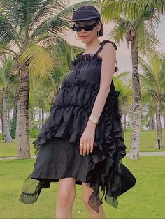 TAVIMART - Dark Black Suspender Summer Dress for Women Irregular Ruffles Sweet Fairycore White Dresses Fashion Chic Lady Clothes Lady Clothes, Summer Dress For Women, Black Suspenders, Summer Mini Dress, Elegant Attire, Elegant Dresses For Women, White Dresses, Mini Dresses Summer, Evening Attire