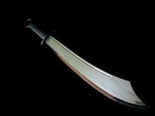 a large knife on a black background