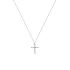 Length: 18" Extender: 2" Lobster clasp closure 18k Gold-Plated Sterling Silver / .925 Sterling Silver Cubic Zirconia Stones Classic White Gold Crucifix Necklace, Adjustable White Gold Tarnish Resistant Necklace, Adjustable Tarnish-resistant White Gold Necklaces, Fine Jewelry Sterling Silver Cross Necklace, Adjustable Tarnish-resistant White Gold Necklace, Silver Cross Pendant Necklace For Everyday, Classic Clavicle Chain Necklace With Cross Pendant, Classic Cross Pendant Clavicle Necklace, Minimalist White Gold Necklace With Sterling Silver Clasp