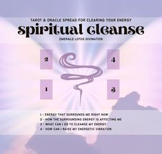 a poster with the words spiritful cleanse written in white and purple on it