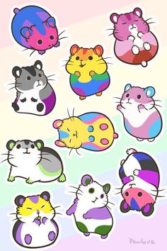 the hamster stickers are all different colors