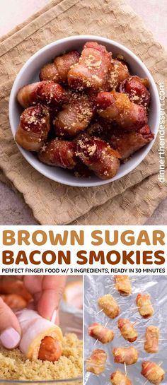 brown sugar bacon smokies in a white bowl