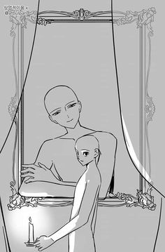 an image of a woman holding a baby in her arms and looking at the mirror