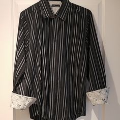 Nwot Perfect Condition Mens Shirt Dress, Dress Shirts, Black Blue, Blue Black, Shirt Dress, Diamonds, Mens Shirts, Cuff, Man Shop