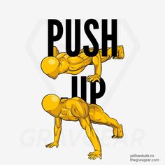 a man doing push up with the words push up above him