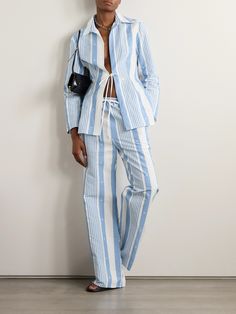 Givenchy's pajama-inspired pants are an effortless pair you can wear outside of the house, especially with the matching shirt in our edit. They're made from a cotton and linen-blend woven with blue and white stripes and mini '4G' logos. The elasticated waist ensures comfort.