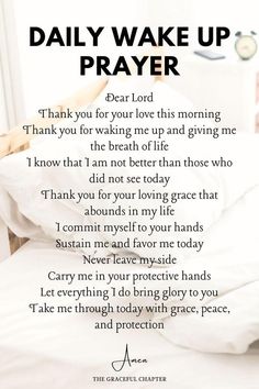 a poem that reads, daily wake up prayer dear lord thank you for your love this morning