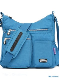 OrcaJump - Womens Going Out Crossbody Bag - Almond Sea Blue, Elegant Black, and Grape Purple Light Blue Bags With Pockets For Everyday Use, Light Blue Everyday Bags With Pockets, Light Blue Shoulder Bag With Pockets, Light Blue Travel Shoulder Bag With Pockets, Light Blue Shoulder Bag With Pockets For Travel, Blue Crossbody Bag With Pockets, Versatile Blue Shoulder Bag With Pockets, Black Grapes, Blue Sea