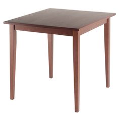 a small wooden table with two legs and a square top on an isolated white background