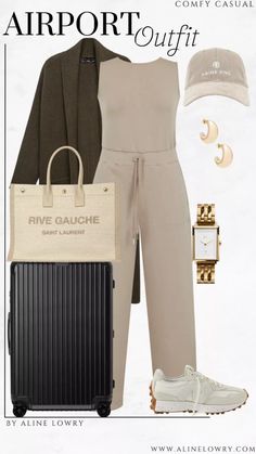 Airport outfit idea for the long holiday trips. Comfy and casual travel outfit.[Collection] Casual Airport Outfit, Comfy Travel, Airport Fits