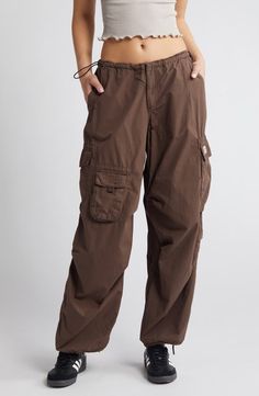 BDG Urban Outfitters Cotton Cargo Joggers | Nordstrom Baggy Utility Cargo Pants With Elastic Waistband, Baggy Utility Cargo Jeans With Elastic Waistband, Loosely Fitted Cargo Pants With Cargo Pockets For Outdoor, Loosely Fitted Cargo Pants With Pockets For Outdoor, Outdoor Loose-fit Cargo Pants With Pockets, Brown Utility Parachute Pants Full Length, Brown Utility Parachute Pants, Relaxed Fit Parachute Pants With Cargo Pockets For Fall, Baggy Brown Cargo Pants With Side Pockets