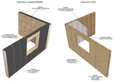 the diagram shows how to build a dog house with windows and doors for each window