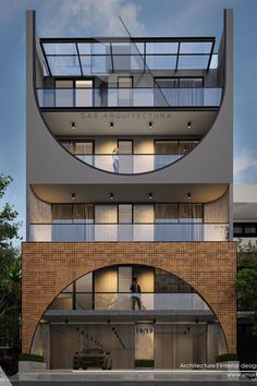 an artist's rendering of a building with glass balconies