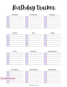 the printable birthday tracker is perfect for kids to use on their own schedules