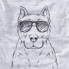 a drawing of a dog wearing sunglasses