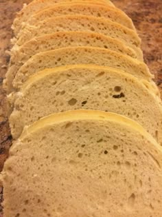 slices of bread sitting on top of a counter