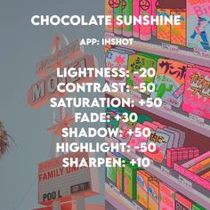 an advertisement for the chocolate sunshine festival in front of a neon sign and palm tree