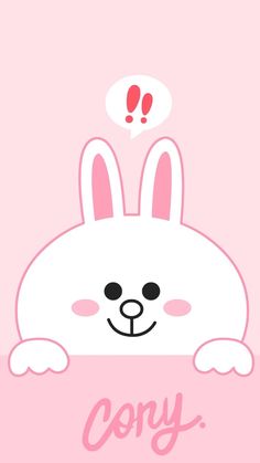 a pink bunny with a thought bubble above it's head that says cony