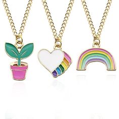 Long hair mermaid necklace Trendy Charms Necklaces For Party, Trendy Party Necklaces With Charms, Multicolor Alloy Necklaces As Gifts, Trendy Alloy Charm Necklace For Party, Multicolor Alloy Necklace As A Gift, Trendy Metal Necklace With Lobster Clasp, Trendy Rainbow Jewelry As Gift, Trendy Round Pendant Necklace For Party, Cute Metal Pendant Charm Necklace