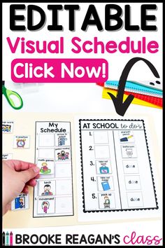 the editable visual schedule for students to use