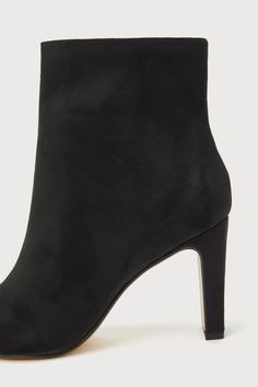 Feel like you're strutting down the catwalk in the Chinese Laundry Erin Black Suede Pointed-Toe Ankle Booties! Soft faux suede shape these chic booties that have a pointed-toe and an ankle-high shaft with a 6.5"" zipper at the instep. A sculpted block heel adds a modern vibe to these trendy boots. 3. 25" wrapped block heel. Cushioned insole. Felted rubber sole has nonskid markings. Man made materials. Imported. Lulus | Erin Black Suede Pointed-Toe Ankle Booties | Size 11. Black Synthetic Heeled Boots With Pointed Toe, Black Pointed Toe Booties With Buckle Closure, Black Closed Toe Booties With 4-inch Heel, Black Pointed Toe Boots With 4-inch Heel, Black Pointed Toe Booties With 4-inch Heel, Trendy Boots, Pointed Toe Boots, Chinese Laundry, Lulu Fashion