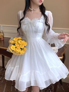 Runaway with the fairies in this Delicate Fairy Puff Sleeve Dress! Size Chart: Size Bust (cm) Waist (cm) Shoulder (cm) Length (cm) Bust (in) Waist (in) Shoulder (in) Length (in) S 80 64 32 80 31.50 25.20 12.60 31.50 M 84 67 33 81 33.07 26.38 12.99 31.89 L 88 70 34 82 34.65 27.56 13.39 32.28 Description: Silhouette: A-LineOrigin: CN(Origin)Neckline: Square CollarSleeve Style: Puff SleeveDecoration: LaceDress Length: Above Knee, MiniMaterial: Cotton/PolyesterClosure Type: ZipperSleeve Length(cm): Gaun Fashion, Fairy Dresses, Kawaii Dress, Mini Robes, Grunge Makeup, Fairy Dress, Puffed Sleeves Dress, Lolita Dress, Long Sleeve Mini