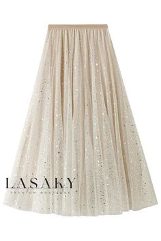 Lasaky - Exquisite Stardust Mesh A-Line Maxi Skirt Summer Party Skirt, Mesh Skirts, Womens Tulle Skirt, Gonna In Tulle, Skirt Tutu, Women Products, Gauze Skirts, Fishnet Dress, Clueless Outfits