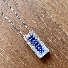 Sapphire and Diamond Charm Necklace 14k White Gold chain 16' long PENDANT Blue Sapphire and Diamonds 14k White Gold 4.9gm Thank you for visiting our shop! 𝑫𝑴𝑲 𝑱𝒆𝒘𝒆𝒍𝒓𝒚 Each order will be beautifully packaged Our jewelry is 100% Authentic Please feel free to look at the other items I hope you will find something else that will like and interest you. EVERY DAY JEWELRY!!! Perfect gift for any occasion. Diamond Charm Necklace, Stone And Strand, Kay Jewelry, Zoe Chicco, White Gold Chain, White Gold Sapphire, White Gold Chains, Jewelry Tags, Diamond Charm