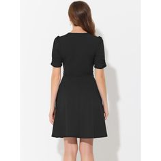 In a timeless classic design, this special and elegant dress adds to your choice for the upcoming seasons. Breathable and nice quality material perfectly draws out your waistline and elongates your legs. Pair it with high heels, and you can build an urban chic elegant business lady look. Occasions: Work, Office, Urban Casual, Coffee Shop, Daily, Date, Business, Formal, Ceremony, Weekend, etc. Classic Knee-length Pleated Mini Dress, Classic Dress With Pleated Waist, Classic Pleated Knee-length Mini Dress, Elegant Puff Sleeve A-line Dress For Formal Occasions, Classic Knee-length Mini Dress With Flattering Silhouette, Black A-line Dress For Office Wear, Elegant Pleated Puff Sleeve Dress, Elegant Solid Fit And Flare Mini Dress, Formal Puff Sleeve Midi Dress