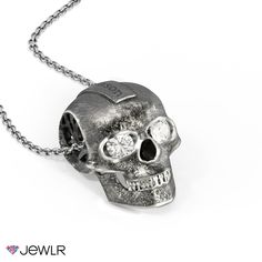 This skull necklace is a unique and edgy piece for yourself, or the perfect gift for a friend or loved one. It features an oxidized finish in silver or a brushed finish in gold, and two 4mm round gemstones of your choice for the eyes. Personalize by engraving a name, significant date, or meaningful message. Create yours in sterling silver or yellow gold with a choice of chain. Engraved Sterling Silver Skull Jewelry, Skull Shaped Oxidized Jewelry As Gift, Skull-shaped Engraved Stainless Steel Necklace, Skull Shaped Engraved Stainless Steel Necklace, Oxidized Finish Skull Jewelry For Gifts, Engraved Skull Necklace In Stainless Steel, Skull Shaped Stainless Steel Jewelry For Gifts, Meaningful Messages, Gift For A Friend