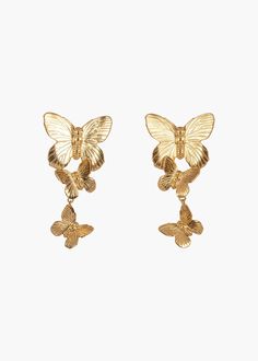 Luxury Hair Accessories, Butterfly Earrings Gold, Jennifer Behr, Rose Gold Hardware, Emma Roberts, Gold Butterfly, Accessories Jewelry Earrings, Butterfly Earrings, Gold Gold