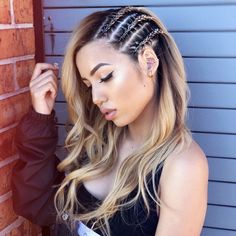 Double Front Braid Hairstyles, Front Side Braid Hairstyles, Hair Styles For Concerts Braids, Partial Braids, Hip Hop Hair Styles Dancers Hiphop, Hiphop Hairstyles, Hip Hop Hair Styles, Rockstar Braided Hairstyles, White Girl Cornrows Half Head