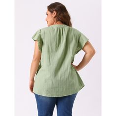 A seriously soft fabric tunic made from good quality material and is easy to wear with some stretch. The split v neck design make you look feminine. The top is super comfortable. You must be like this summer clothes very much! It is a daily wear top and easy to be paired with. Spring Cotton V-neck Top, Green Relaxed Fit V-neck Blouse, Solid Top With Notched Neckline For Summer, Solid Color Top With Notched Neckline For Summer, Solid Color V-neck Blouse With Relaxed Fit, Cotton V-neck Solid Color Blouse, Cotton V-neck Blouse In Solid Color, Cotton Stretch V-neck Blouse, V-neck Cotton Blouse