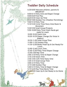 the toddler daily schedule is shown here