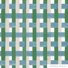 an image of a green and white pattern with blue squares on it's side