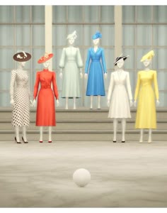 a group of mannequins standing in front of a building