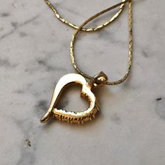 HEART Rhinestone NECKLACE, Vintage Gold Tone Metal NECKLACE, Costume Jewelry, Heart Jewelry, Stylized Heart Pendant, Gold Tone Chain - Etsy Vintage Gold Plated Heart Necklace, Vintage Antique Gold Heart Pendant Necklace, Vintage Gold-plated Heart Necklace, Vintage Gold Brass Heart Necklace, Vintage Heart-shaped Necklace With Vintage Charm, Heart Rhinestone, Disco Era, Jewelry Heart, Metal Necklace