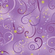 a purple background with swirls and stars