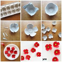 paper flowers are being made in different ways