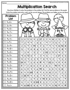 a printable worksheet for the addition search with two children in hats and numbers