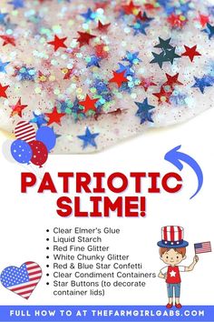 patriotic slime recipe for kids to make and eat with the 4th of july fireworks