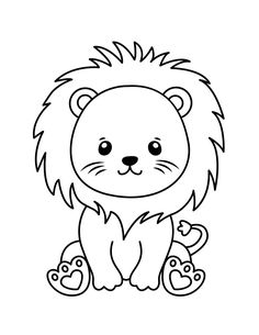 a cartoon lion sitting down with hearts on its paws and eyes closed, in black and white