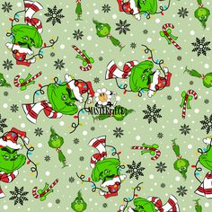 the grino christmas pattern is green and white